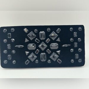 Kotur for Scoop NYC - Black Velvet Clutch Purse with Black Shiny Onyx Stones